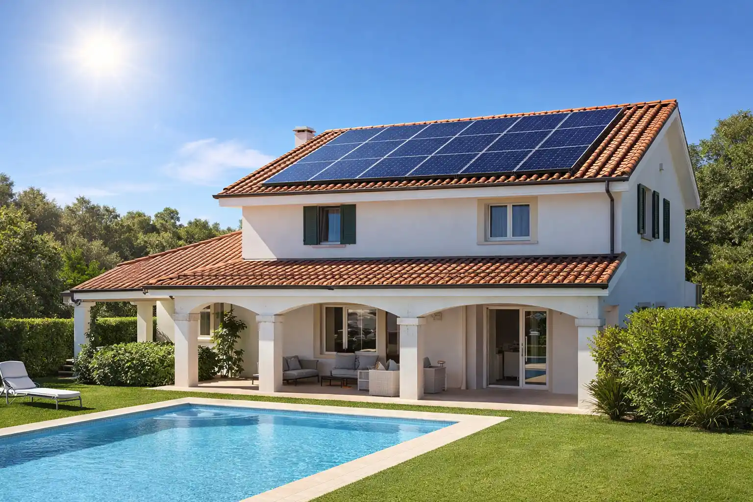 Impianto fotovoltaico su villa a Casal Palocco Roma
